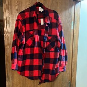 Red and Black Plaid Flannel Shirt
